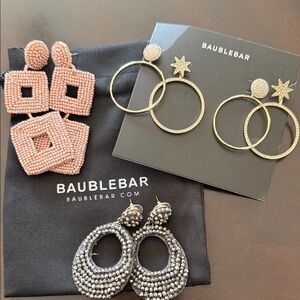 BNWOT Baublebar earrings. Lot of three earrings.